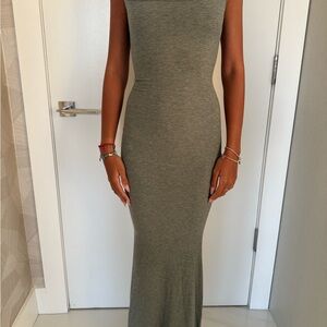 SKIMS Olive Sleeveless Ribbed Maxi Dress